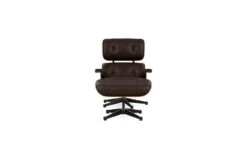 Tall Eames Lounge Chair & Ottoman In Cherry Wood & Chocolate Leather