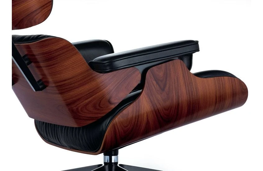 Vitra Tall Eames Lounge Chair In Santos Palisander & Black Leather 8 Vitra Tall Eames Lounge Chair In Santos Palisander & Black Leather - Image 6