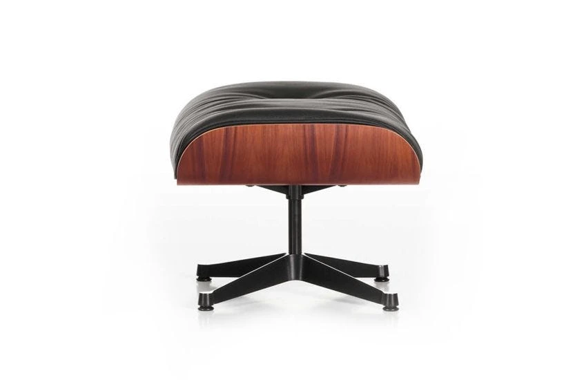 Vitra Tall Eames Lounge Ottoman In Santos Palisander & Black Leather 4 Vitra Tall Eames Lounge Ottoman In Santos Palisander & Black Leather - Image 2