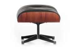 Vitra Tall Eames Lounge Ottoman In Santos Palisander & Black Leather