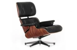 Vitra Tall Eames Lounge Chair In Santos Palisander & Black Leather