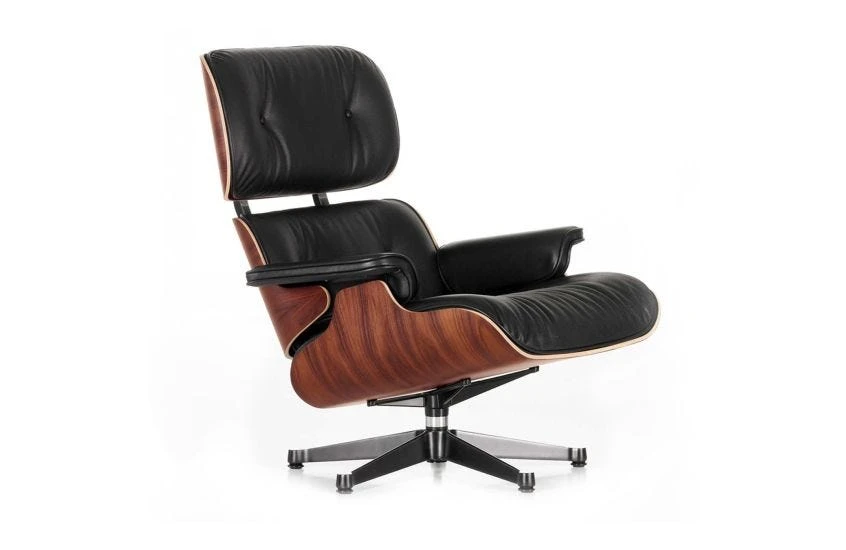 Vitra Tall Eames Lounge Chair In Santos Palisander & Black Leather 4 Vitra Tall Eames Lounge Chair In Santos Palisander & Black Leather - Image 2