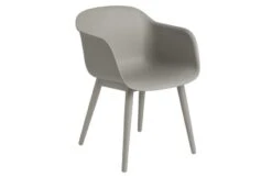 Muuto Fiber Armchair Wood Base Normal Shell Grey/Grey