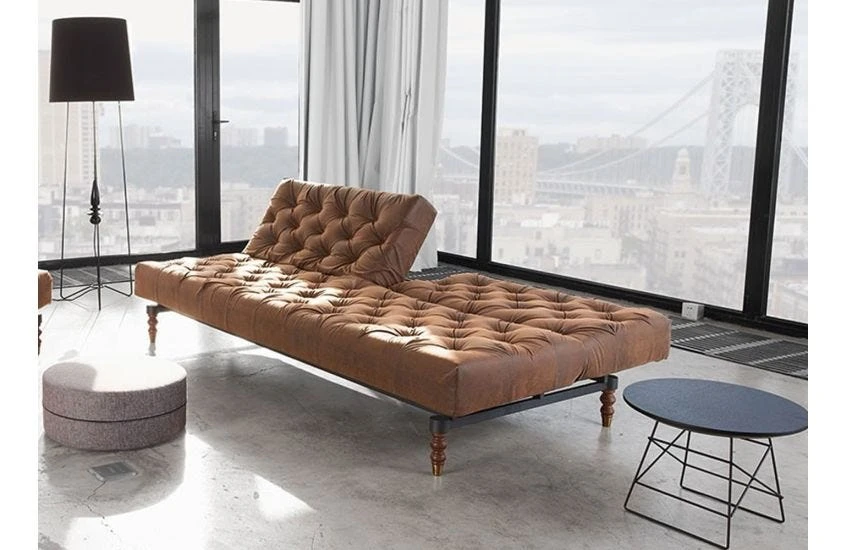 40 Winks Sofa Bed In Antique Faux Leather Brown Dark Turned Feet 16 40 Winks Sofa Bed In Antique Faux Leather Brown Dark Turned Feet - Image 14