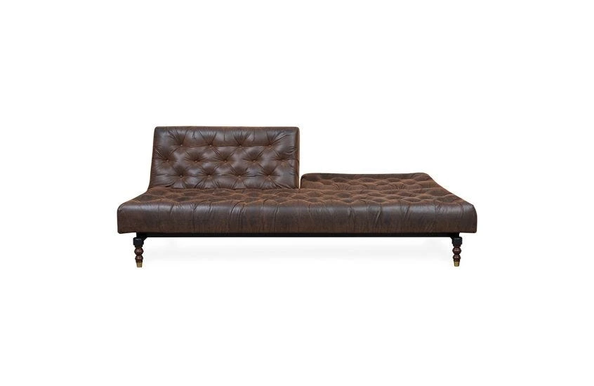 40 Winks Sofa Bed In Antique Faux Leather Brown Dark Turned Feet 5 40 Winks Sofa Bed In Antique Faux Leather Brown Dark Turned Feet - Image 3