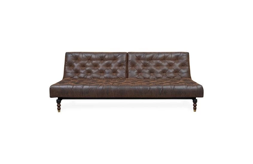 40 Winks Sofa Bed In Antique Faux Leather Brown Dark Turned Feet 4 40 Winks Sofa Bed In Antique Faux Leather Brown Dark Turned Feet - Image 2