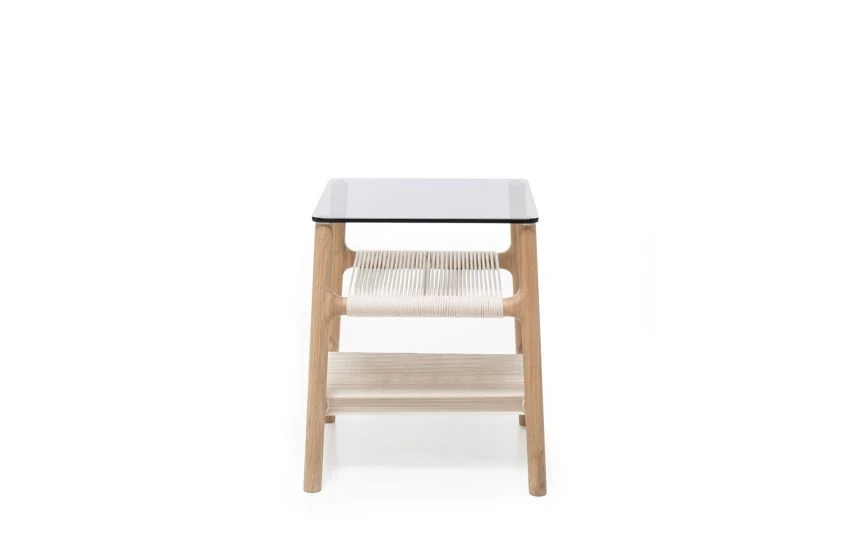 Fawn Side Table Oak & Grey Glass 4 Fawn Side Table Oak & Grey Glass - Image 2