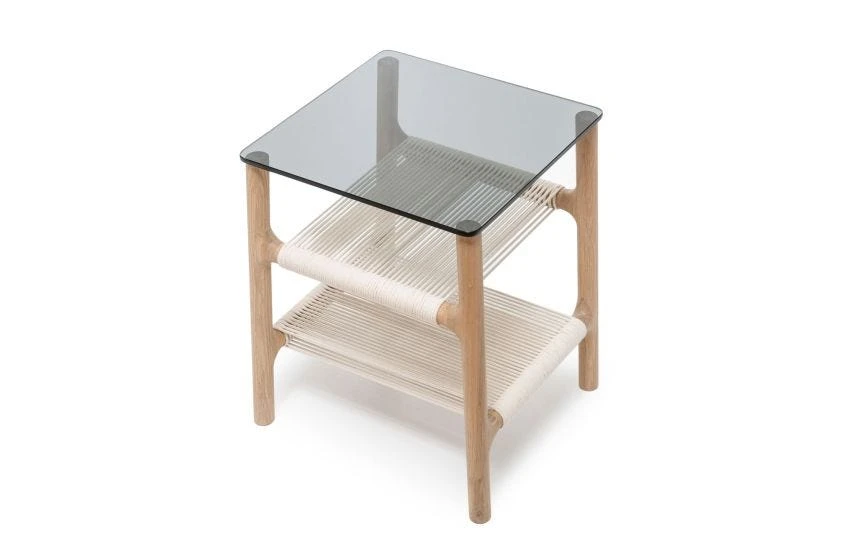 Fawn Side Table Oak & Grey Glass 8 Fawn Side Table Oak & Grey Glass - Image 6