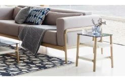 Fawn Side Table Oak & Grey Glass