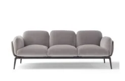 Brooklyn Sofa Shell Leather Daino 04 Cushions Fabric Nobilis 21 Base Metal Ral 9005