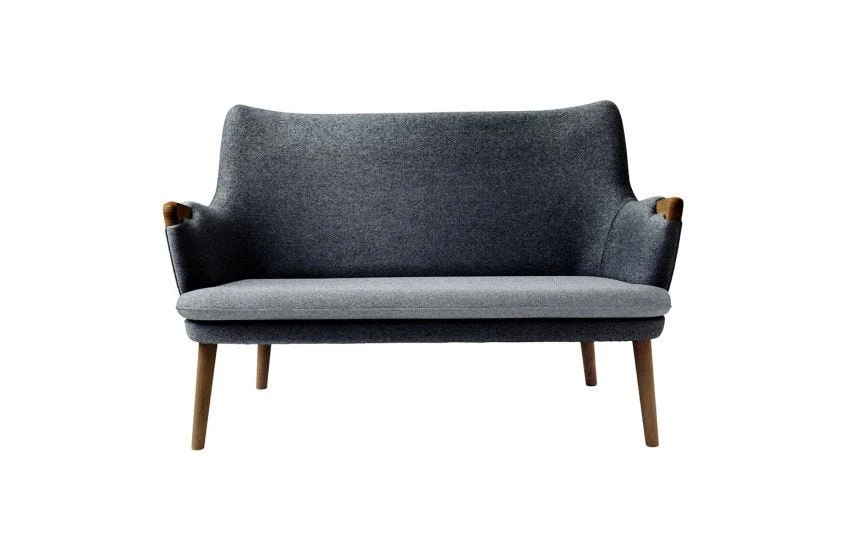 CH72 Sofa Frame Oiled Walnut Upholstered In Hallingdal 180 4 CH72 Sofa Frame Oiled Walnut Upholstered In Hallingdal 180 - Image 2