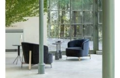 Copine Steel Lounge Chair Brushed Bronzed Brass Moleskin 46 Fabric