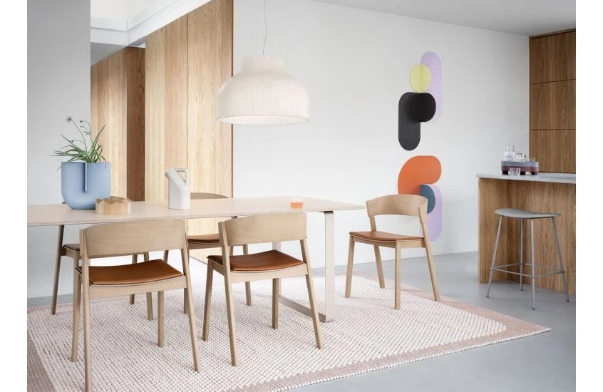 Muuto Cover Side Chair Oak With Cognac Leather Seat 3 Muuto Cover Side Chair Oak With Cognac Leather Seat