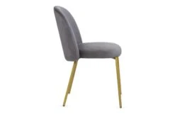 Set Of Two Daliah Velvet Dining Chairs Ash Grey Brass Legs -Vitra || Muuto Sales daliah brass legs 9118