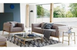 Fawn Coffee Table Oak & Grey Glass