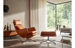 Vitra Grand Relax Ottoman Leather Cognac Polished Base Felt Glides