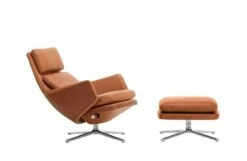 Vitra Grand Relax Chair & Ottoman In Cognac Leather