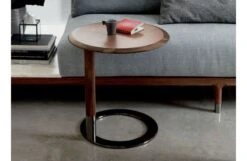 Jok Side Table Round Walnut Top Brass Base
