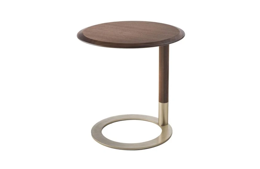 Jok Side Table Round Walnut Top Brass Base 4 Jok Side Table Round Walnut Top Brass Base - Image 2