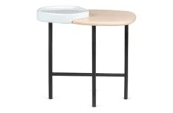 Lewa Side Table Natural Ash Top White Ceramic Holder