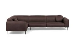 Luna Medium Left Hand Facing Corner Sofa Luxury Leather Coco Black Feet