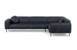 Luna Medium Right Hand Facing Corner Sofa Luxury Leather Anthracite Black Feet