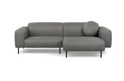 Luna Right Hand Facing Corner Chaise Sofa Luxury Leather Slate Black Feet