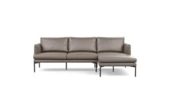 Matera Corner Chaise Sofa Right Hand Facing Daino Leather Elephant Grey
