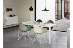 Vitra Plate Dining Table Carrara Marble Top White Base