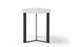 Range Round Side Table Marble Carrara Top Metal Base Ral 7015